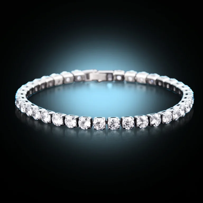 FLEXXERA moissanite tennis bracelet with 40 round 4 mm stones on black